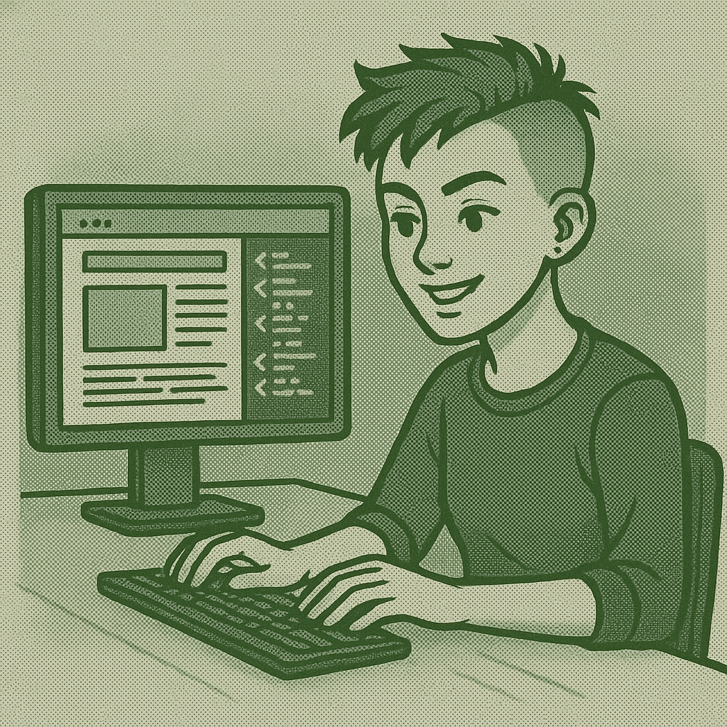 Picture of a girl coding a custom website for a user